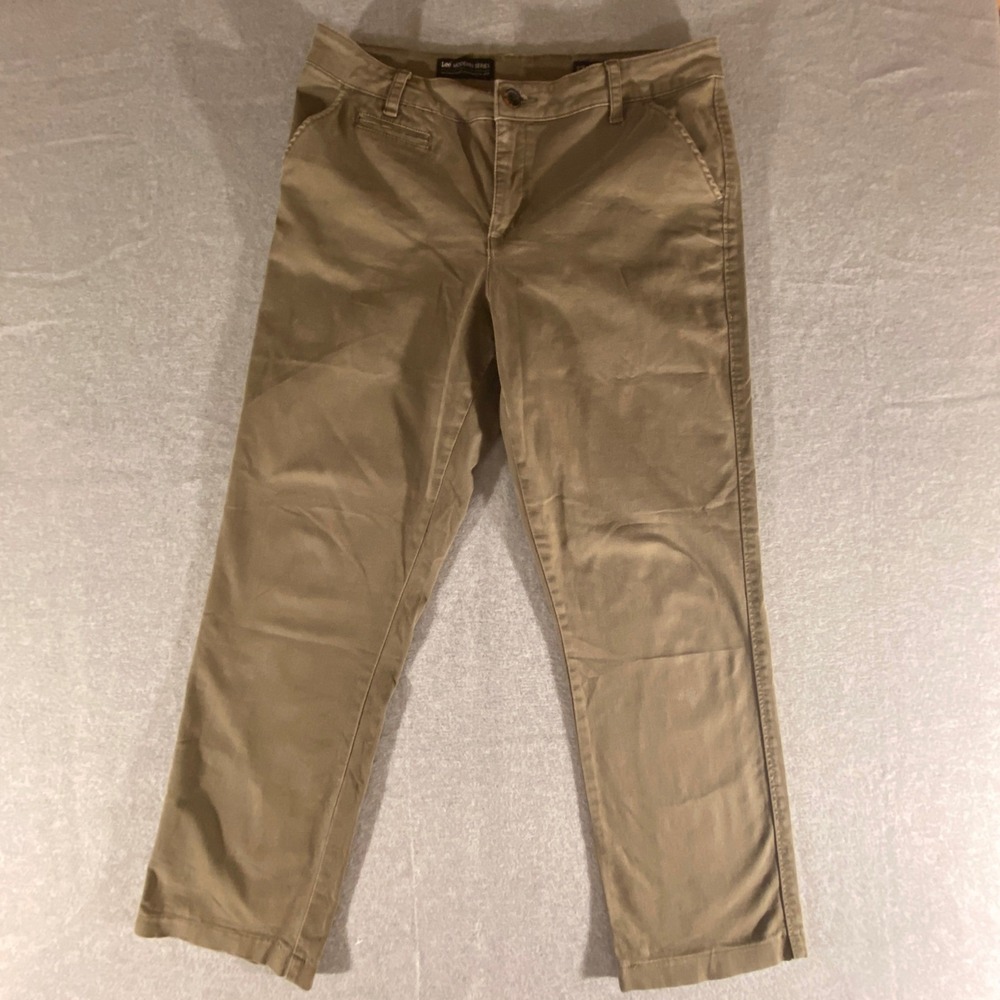 Lee Modern Series Womens Straight Fit Chino Pants Khaki Tan Size 14M
